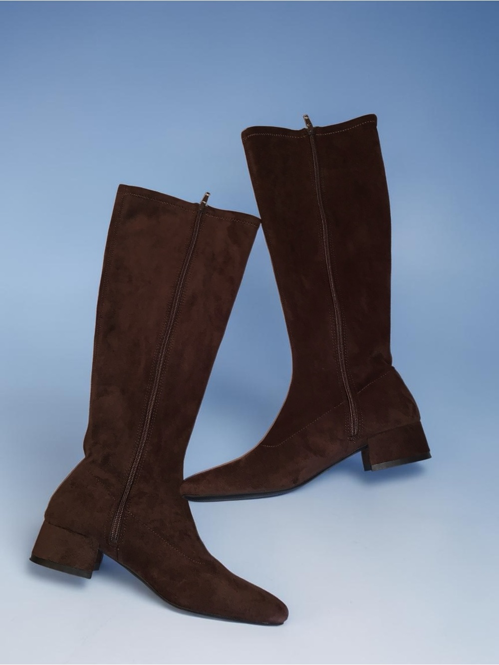 Women’s Tall Brown Suede Mid-Heel Boots